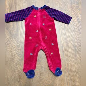 Little Me Burgundy and Navy Footie